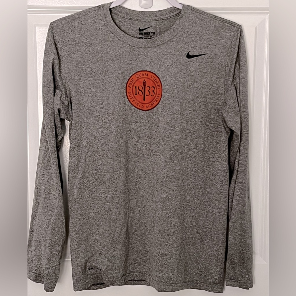 NIKE - Drifit long sleeve T-shirt / Color Gray with Black & Orange logo/ Size M